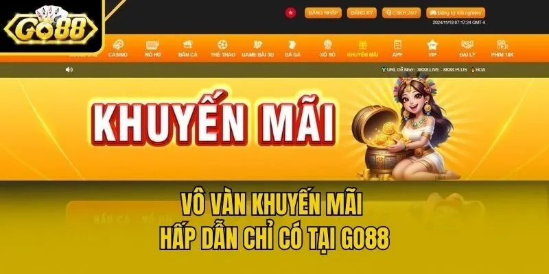 Vô vàn khuyến mãi hấp dẫn chỉ có tại Go88